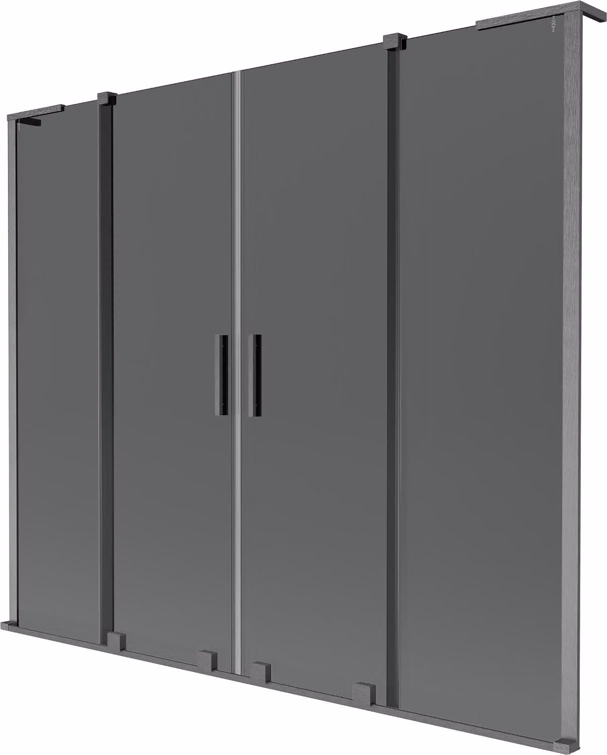 Mexen Velar L Duo paratia per vasca da bagno a 2 ante scorrevoli 170 x 150 cm, grafite, grigio pistola spazzolato