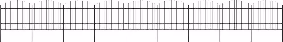 Recinzione da Giardino con Punta a Lancia in Acciaio 1603,5x175 cm Nero