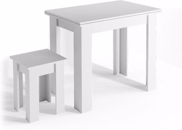 Set da pranzo Vicco composto da tavolo rettangolare e due sedie, colore bianco, in MDF laccato, L: 90 cm x P: 60 cm