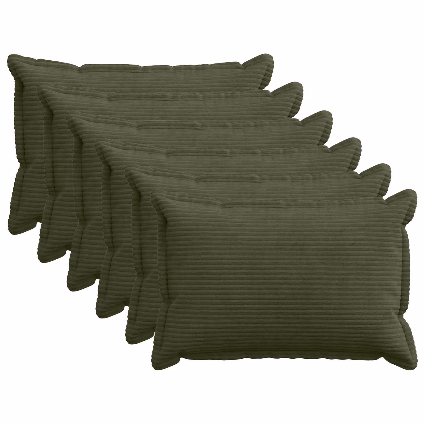 Set di 6 federe vidaXL HOUTEN in velluto a coste verdi, L 60 cm x P 40 cm
