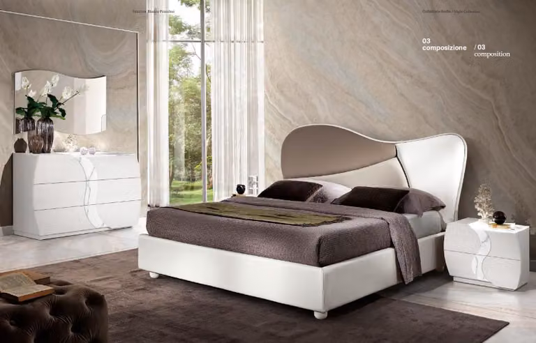 Schlafzimmer Bett Nachttisch Kommode Spiegel Luxus Garnitur Doppel Set 5tlg.