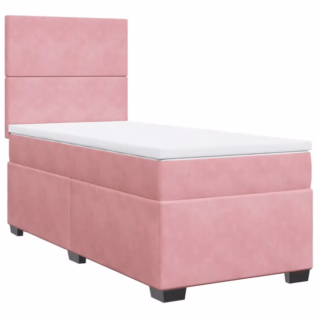 Letto singolo | Letto per adulti | Giroletto a Molle con Materasso Rosa 80x200 cm in Velluto