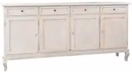 Credenza madia buffet in legno 4 ante chic mod Martini con piedi provenzali bianco anticato