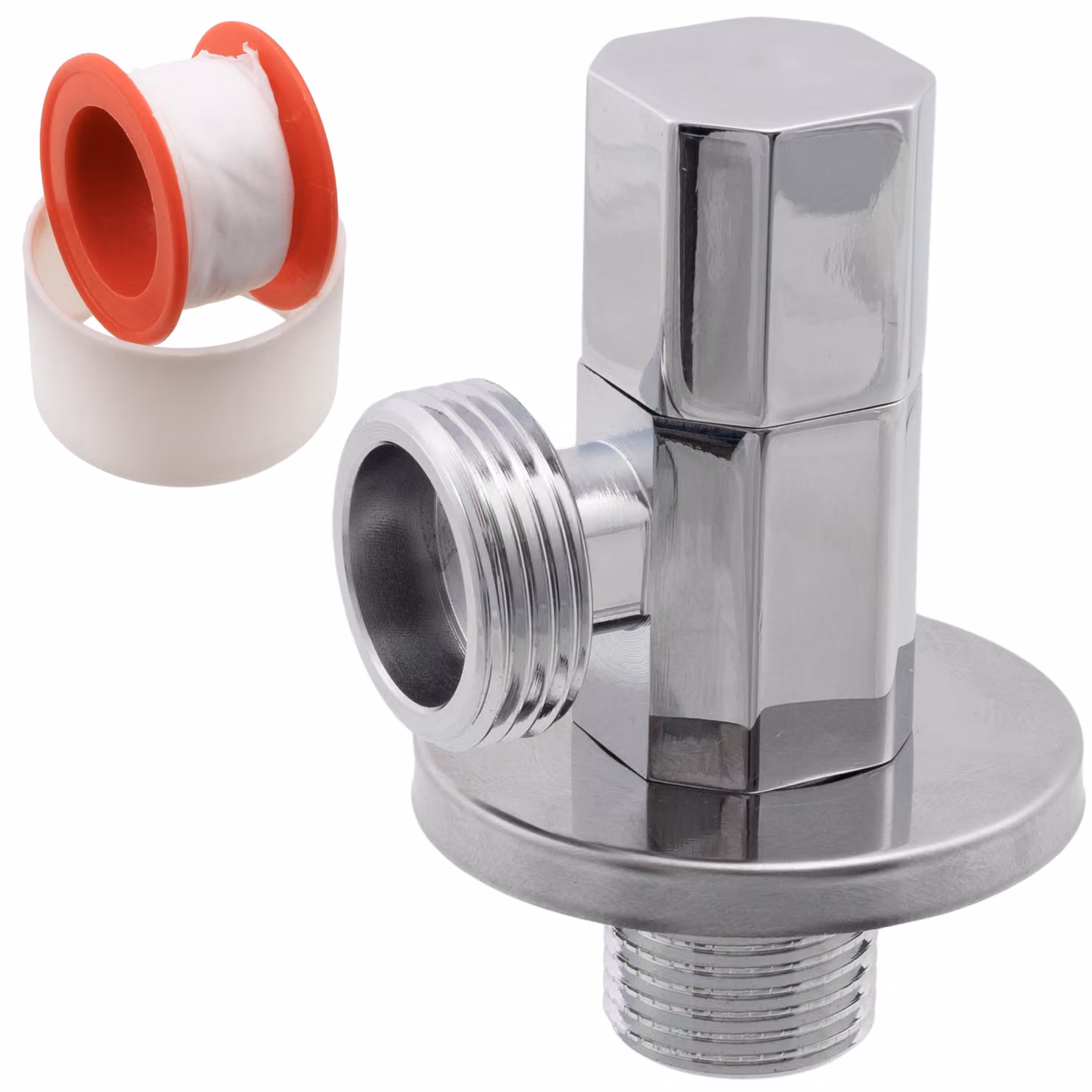 Valvola a tre vie da 1/2" a 3/4" con rosetta e guarnizione – Ottone verniciato