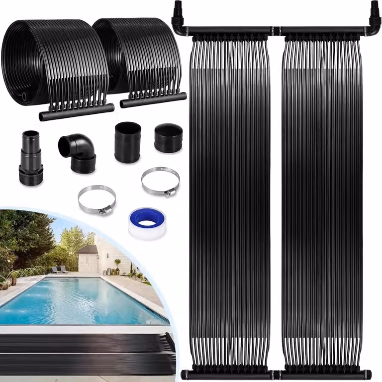 Riscaldamento solare per piscine - Pannelli solari - 2 pezzi, dimensioni 300 x 75 cm, materiale PE - Adatti per piscine da 20.000–24.000 litri - Dotati di valvola di sfiato per la temperatura e la pressione