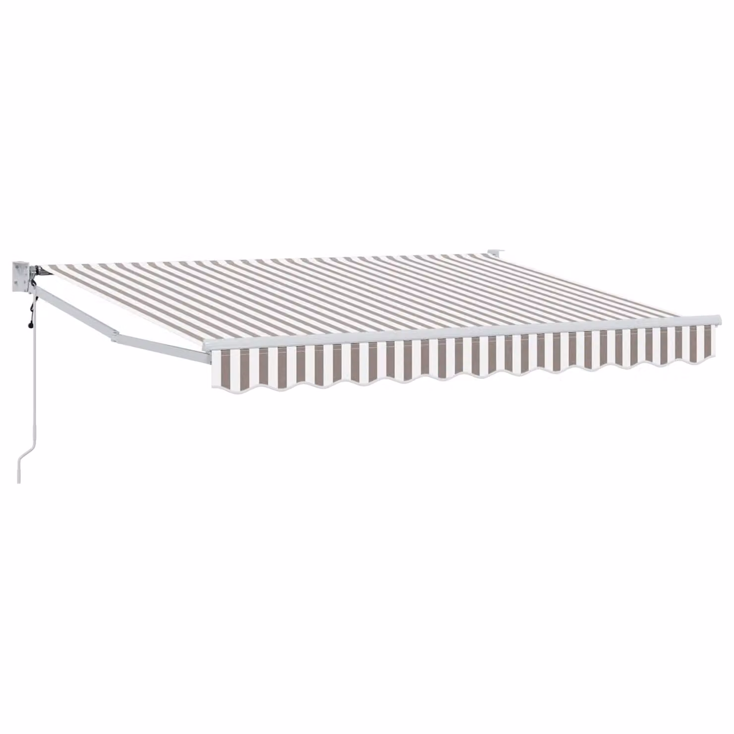 Tenda retrattile vidaXL con bracci pieghevoli in alluminio e tessuto in poliestere, Grigio chiaro e bianco, L: 350 cm, P: 250 cm