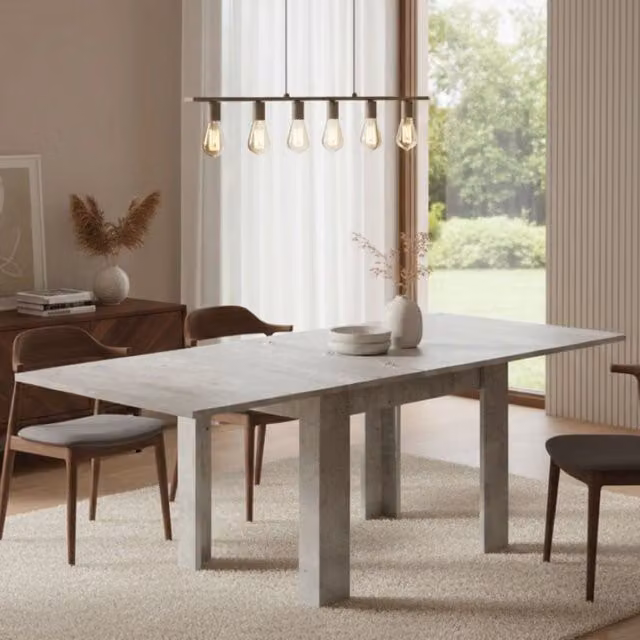 Tavolo da pranzo allungabile Airin DMORA colore grigio cemento L/P/H: 90 x 90 x 75 cm