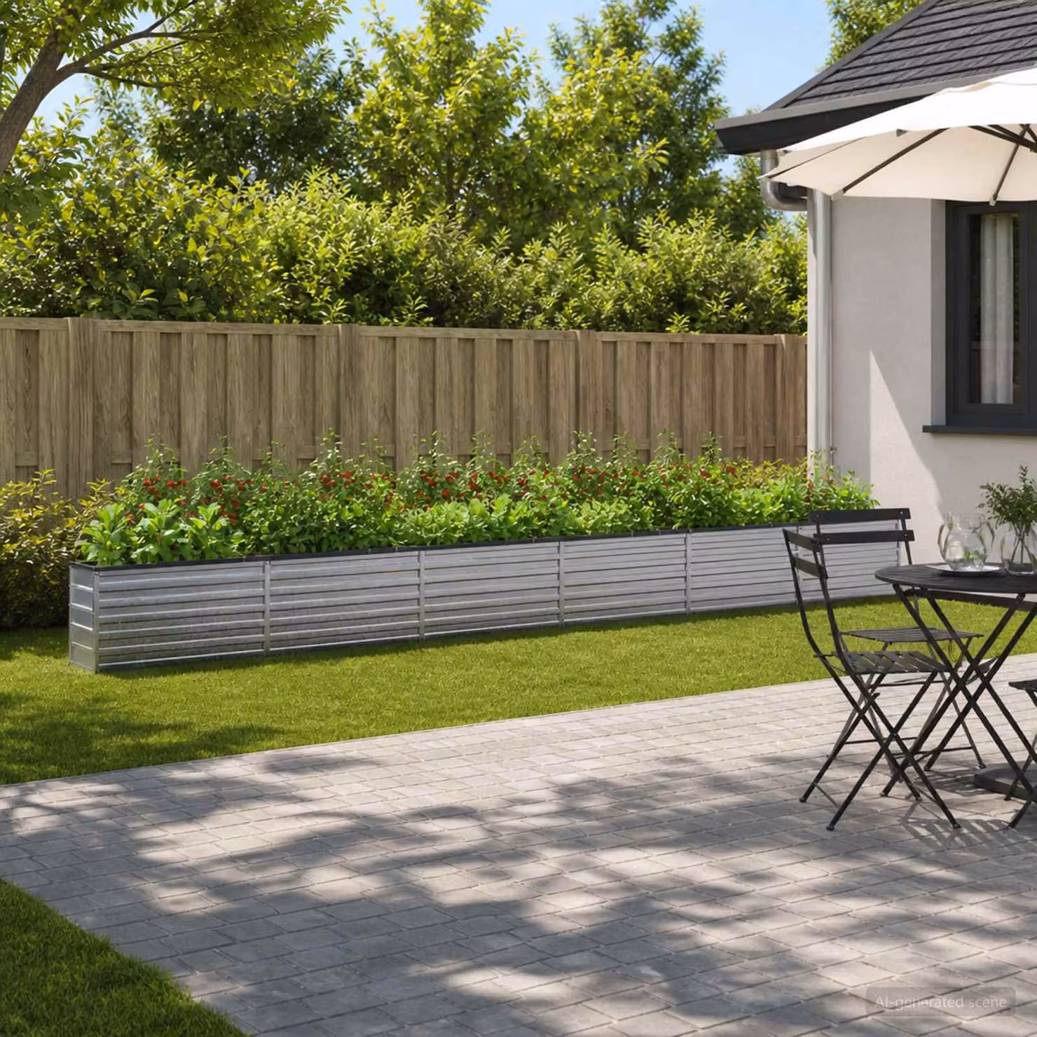 Letto rialzato da giardino vidaXL in acciaio galvanizzato Argento L: 600 cm, P: 40 cm, H: 55 cm