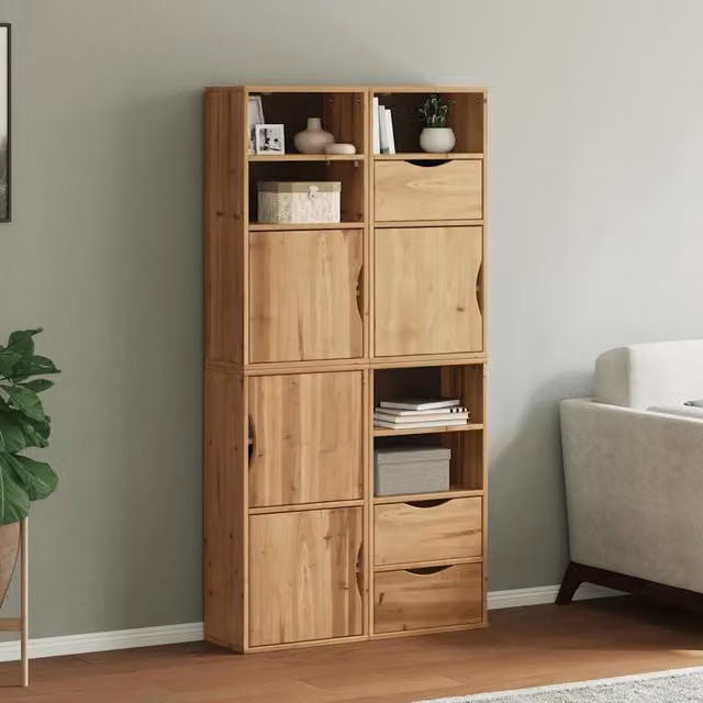 Set di 4 armadietti laterali vidaXL in legno massello di pino color marrone, L: 40 cm, P: 24 cm, H: 79 cm – 1