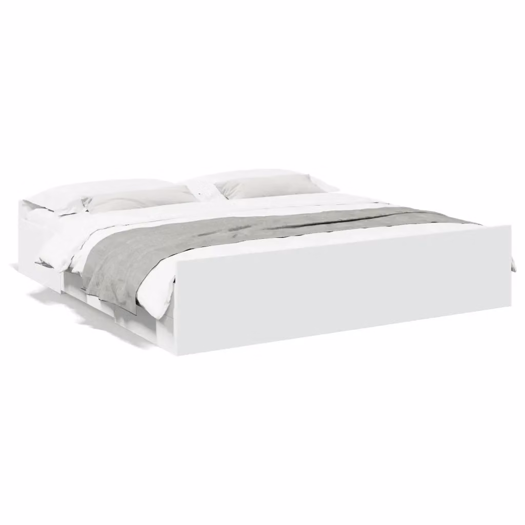 Letto con cassetti vidaXL in legno multistrato bianco L: 180 cm, P: 200 cm, H: 30 cm – 2