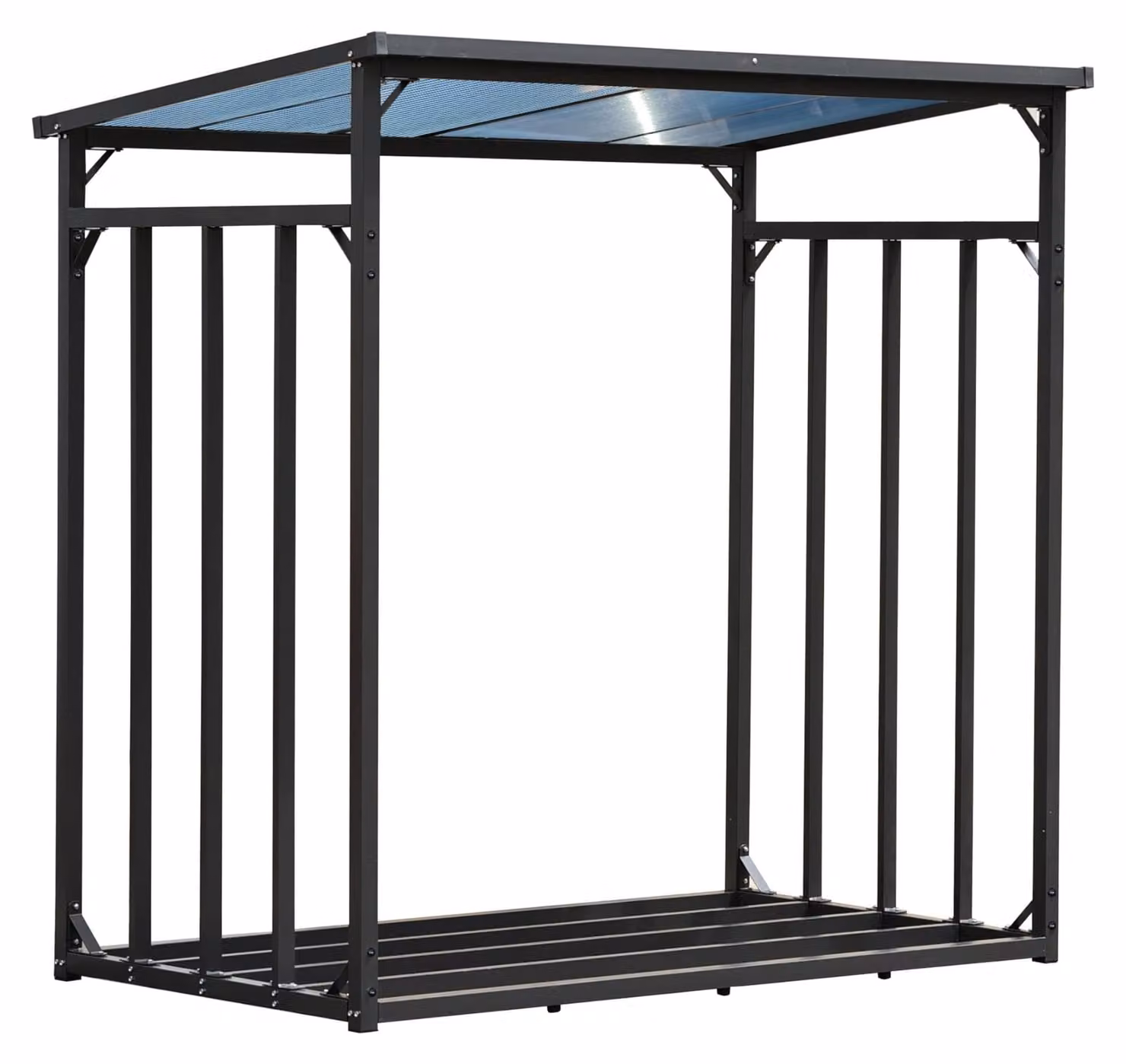 Rimorchiatore per legna da ardere con struttura a tetto - 185 x 100 x 185 cm - Capacità di 3,5 m³ - Struttura in acciaio