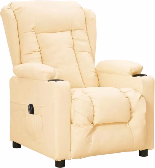 Poltrona | Sedia Relax Reclinabile Elettrica Crema in Similpelle