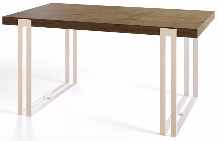 Tavolo da pranzo rettangolare allungabile rosa, tavolo da salotto moderno 120-220 x 80 x 77 cm, Lefkas con gambe in metallo bianco