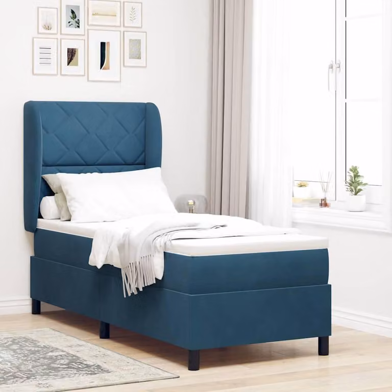 Maison Exclusive - Letto boxspring con testiera blu scuro 200 x 80 cm in velluto