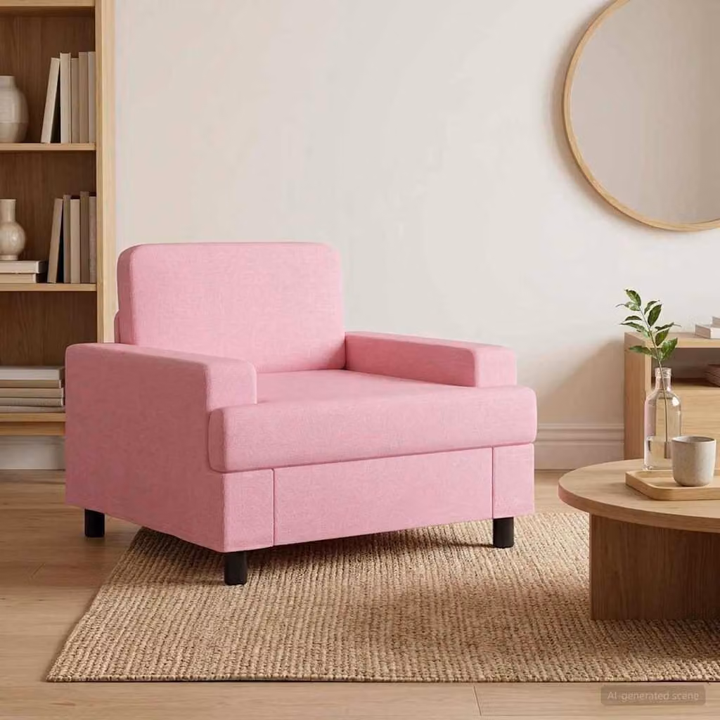 Poltrona lounge moderna vidaXL in tessuto rosa con braccioli