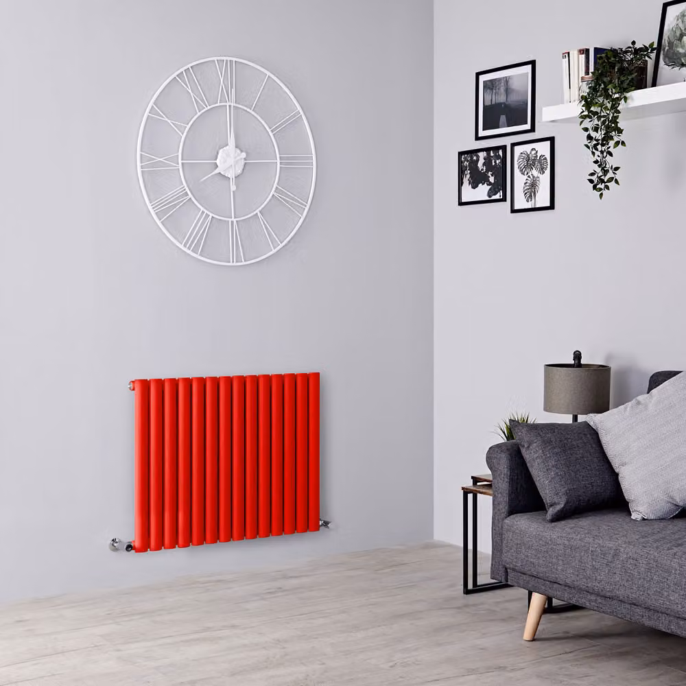 Radiatore di Design Orizzontale  Rosso (Siamese Rosso) -  635mm x 826mm  - Pannello Singolo  - Revive