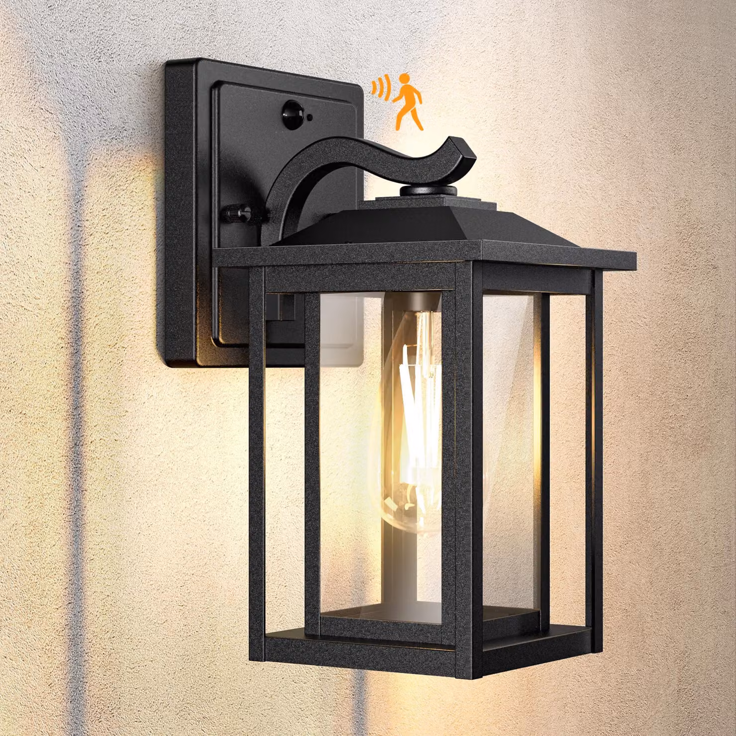 Lampada da parete con sensore di movimento, attacco E27, grado di protezione IP44, colore antracite, confezione da 1 pezzo.