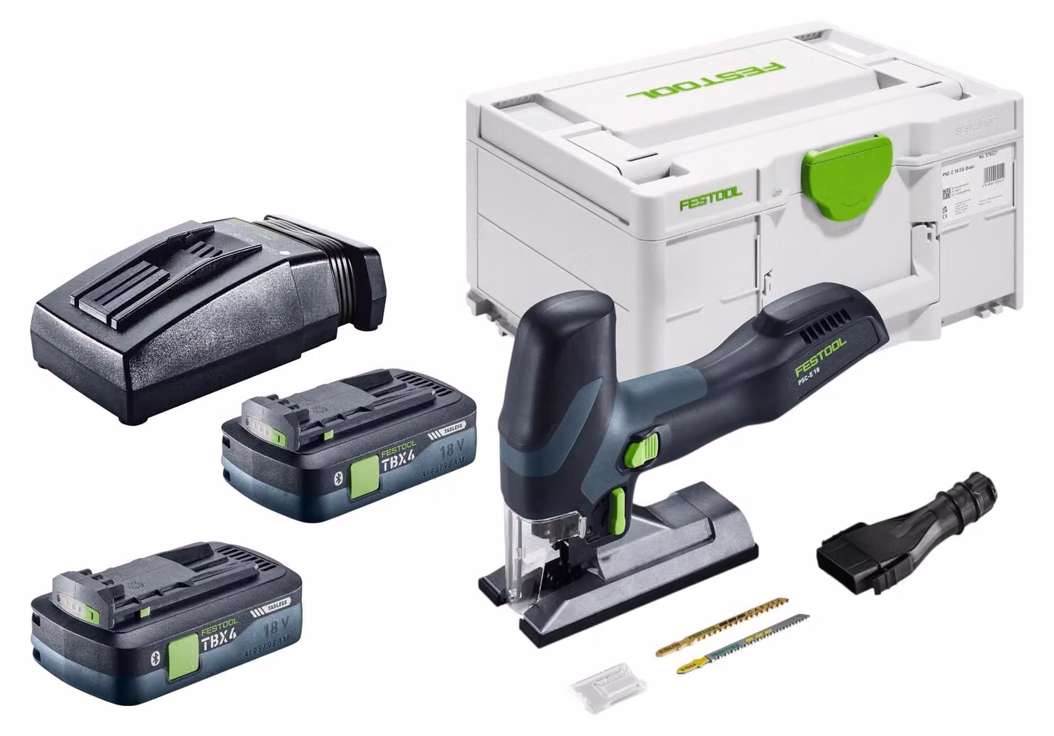 Seghetto alternativo a batteria Festool PSC-E 18 EB-Basic 18 V 40 mm + 2x batteria 4,0 Ah + caricabatterie + Systainer