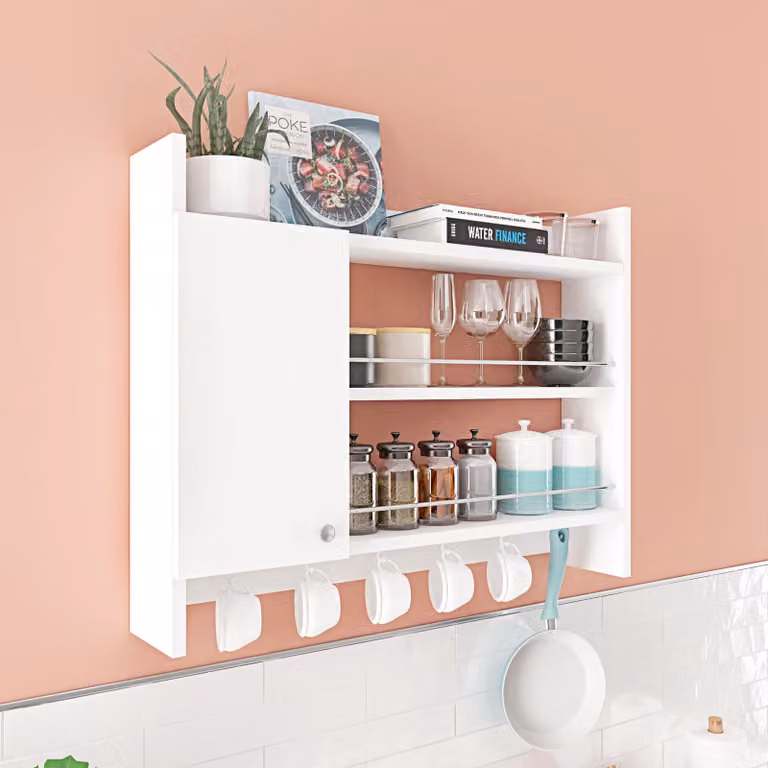 Skye Decor, Knerr - White, mensole da cucina, bianche, piano in melamina, 85 x 15 x 65 cm