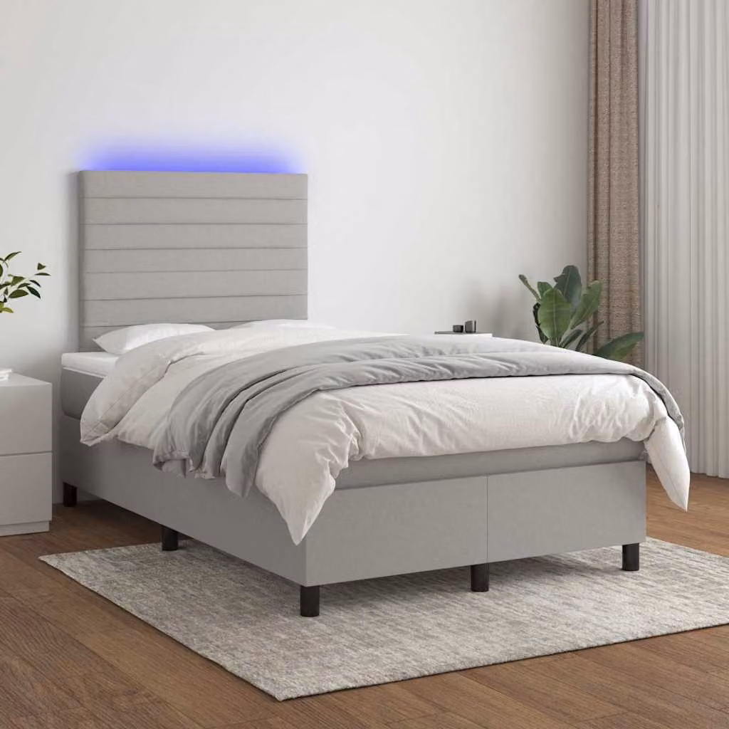 Letto Ibrido con Materasso e Illuminazione LED vidaXL, Grigio Chiaro e Bianco, L/P/H: 120 x 200 x 203 cm – 1