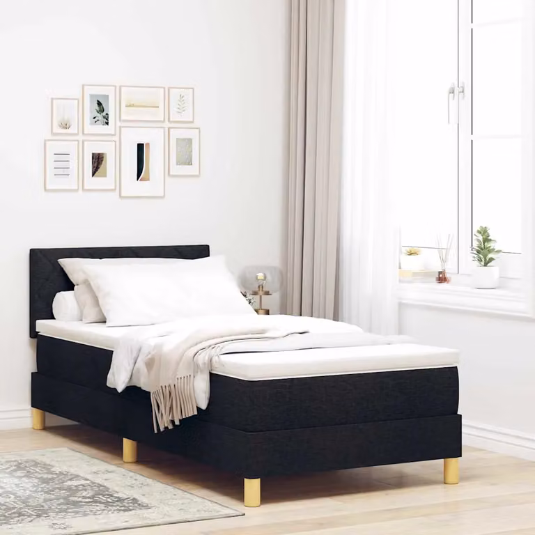 Letto ibrido con cuscino vidaXL in tessuto nero L: 100 cm, P: 200 cm, H: 140 cm