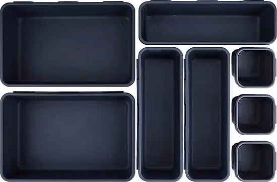 Set di contenitori in plastica, 8 pezzi, per l'organizzazione dell'ufficio e dell'home office