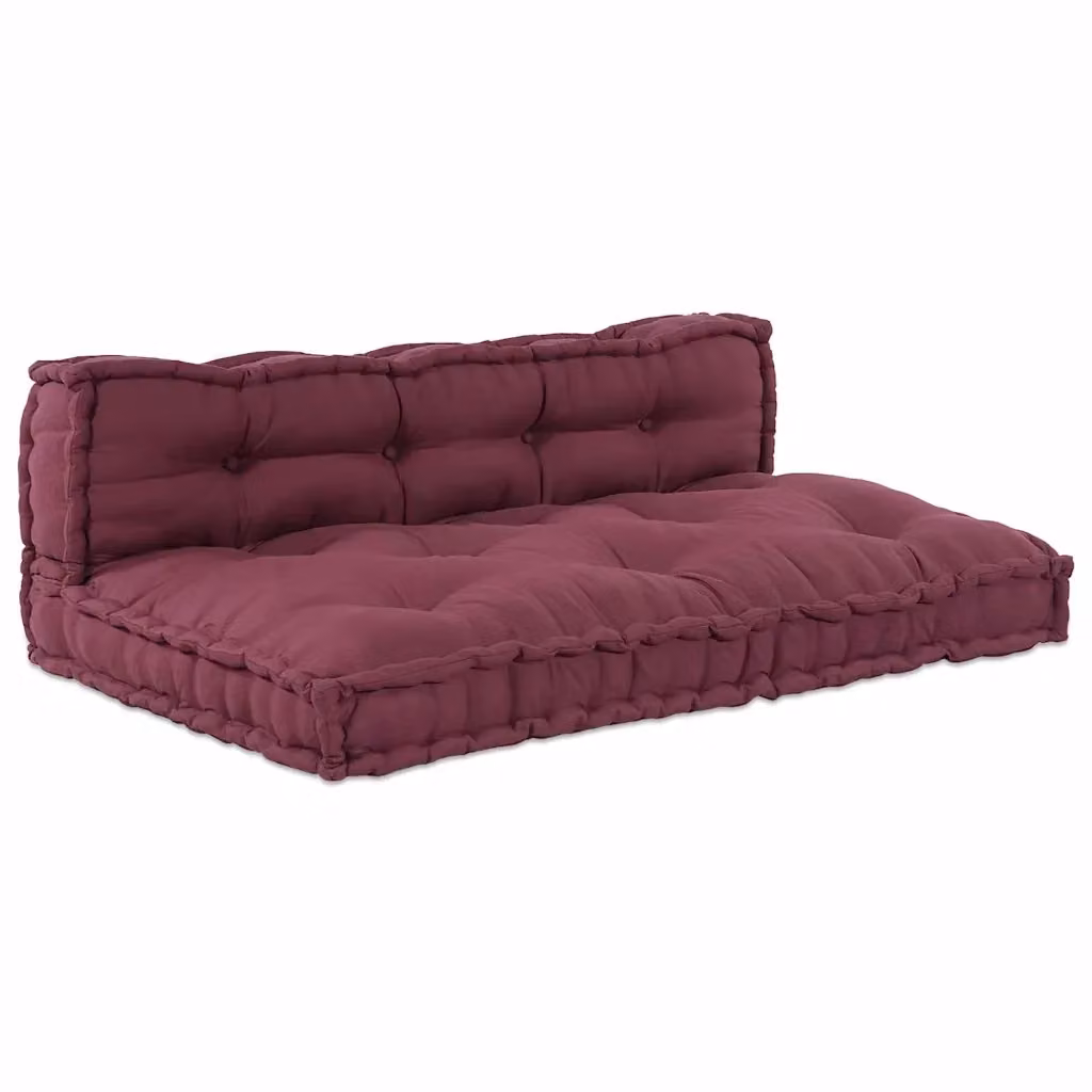 Set di 2 cuscini per divano pallet vidaXL in tessuto traspirante rosso, forma rettangolare, L: 120 cm, P: 80 cm, H: 8 cm – 2