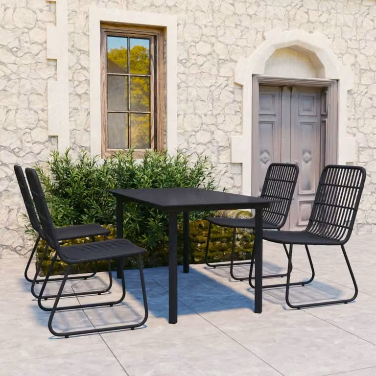 Maison Exclusive - Set da pranzo da giardino a 5 pezzi in rattan sintetico e vetro