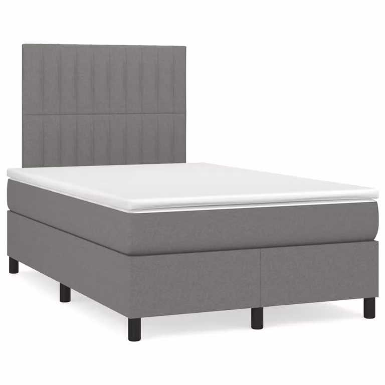 vidaXL Giroletto a Molle Ibrido con Materasso in Tessuto Grigio e Bianco L/P/H: 200 x 120 x 193 cm