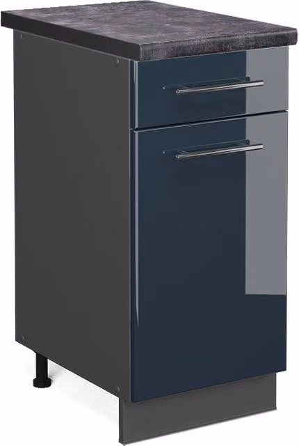 Mobiletto base per cucina Vicco Fame-Line Blu scuro lucido e Antracite L: 40 cm, P: 60 cm, H: 82 cm