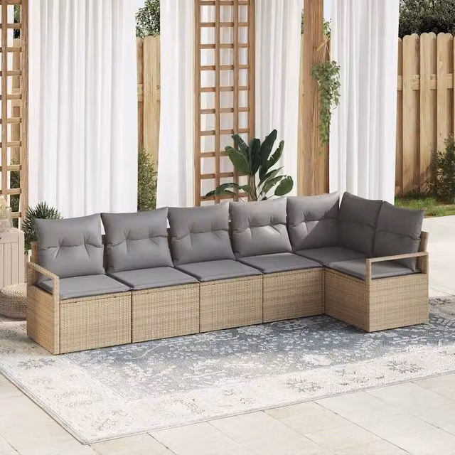 Set di divani 6 pz Beige polyrattan 3346400