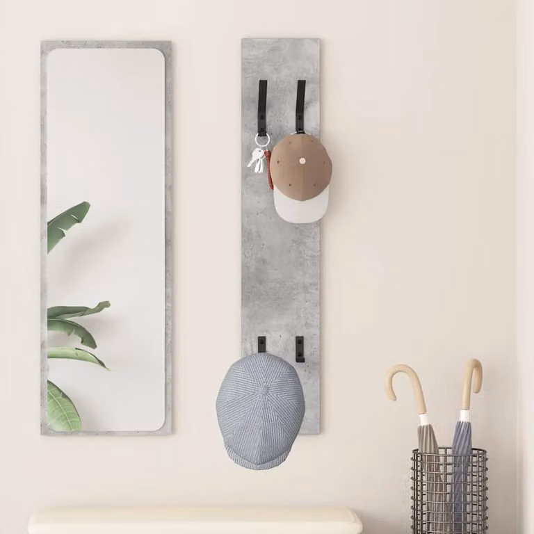 vidaXL Appendiabiti a muro moderno in MDF Grigio, L 100 x H 20 x P 1,5 cm