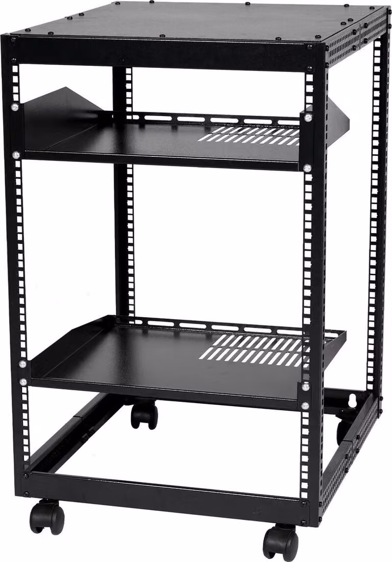 Rack per server a telaio aperto 15U, profondità regolabile da 15'' a 40'', rack per server di rete indipendente o montabile a parete, rack AV a 4 montanti con rotelle, può contenere tutte le vostre apparecchiature IT di rete, apparecchiature AV, router e