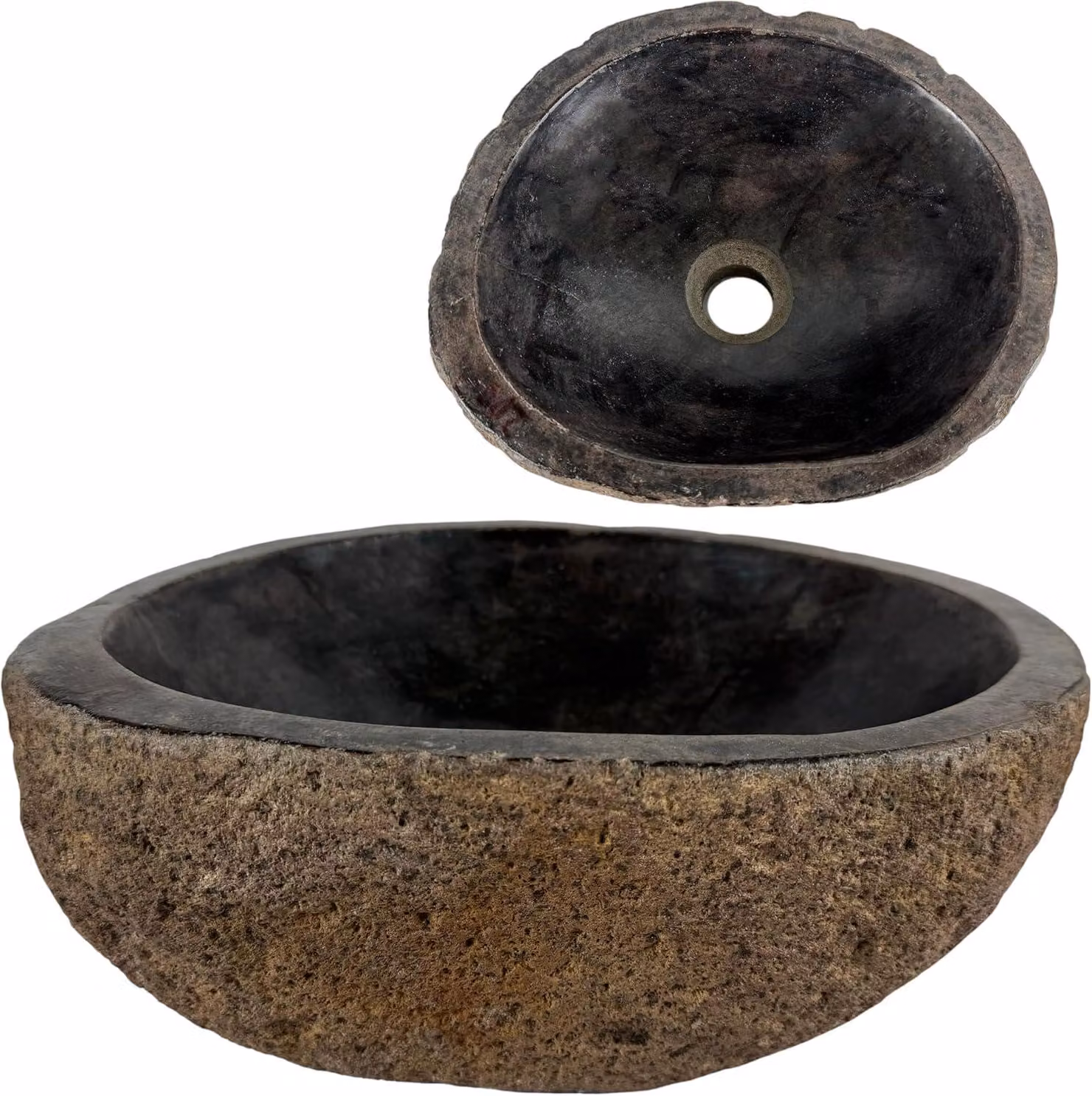 Lavabo ovale in pietra naturale, dimensioni 30-35 x 25-30 cm, ideale per il bagno