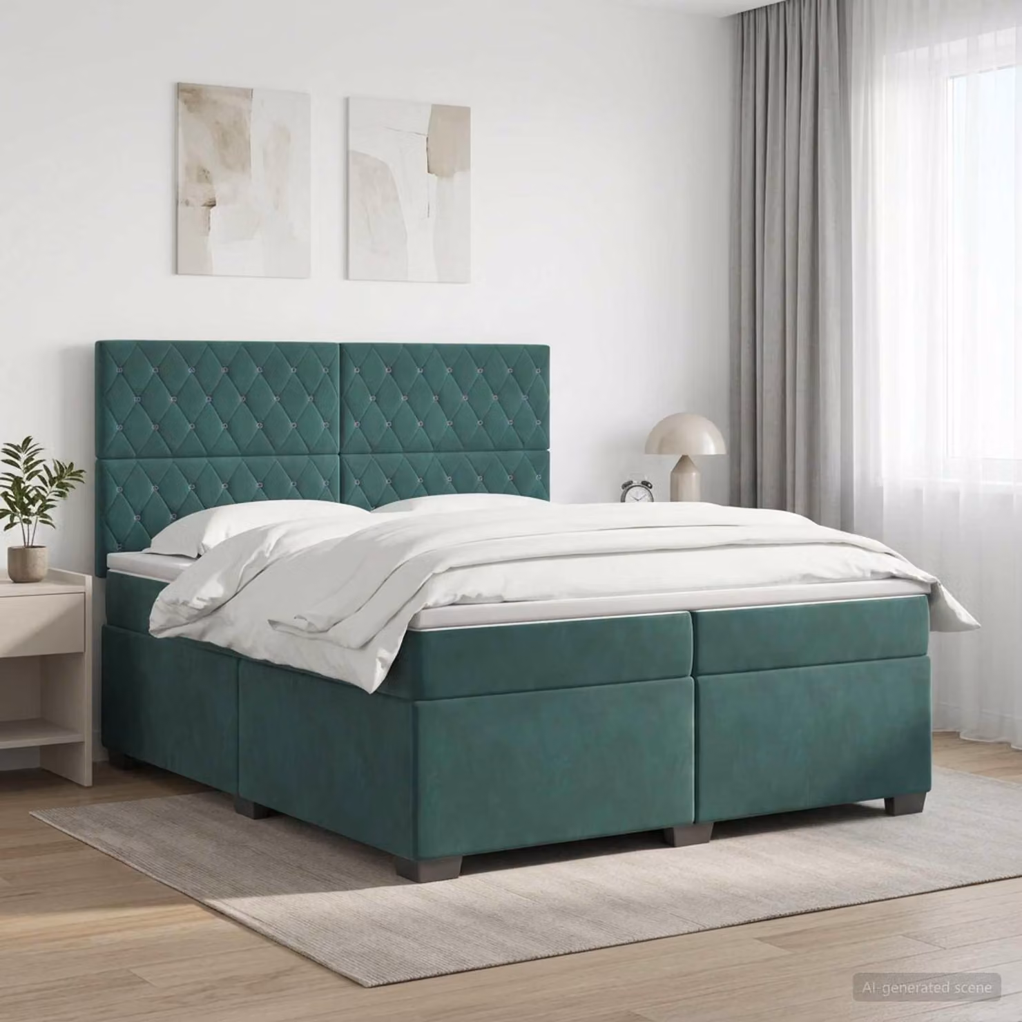 Maison Exclusive - Letto boxspring con materasso verde scuro 200 x 200 cm in velluto