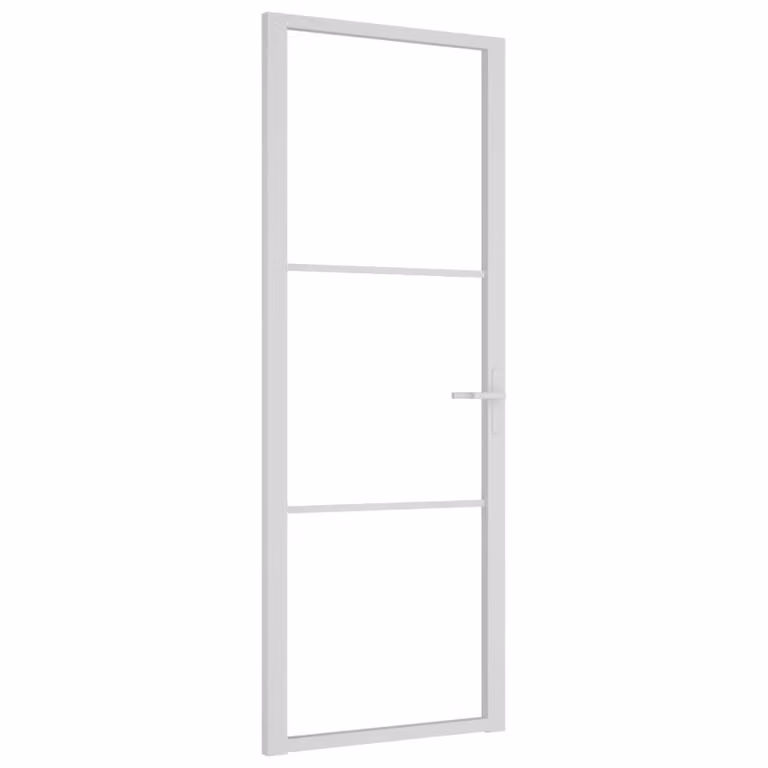Porta Interna 76x201,5 cm Bianca in Vetro ESG e Alluminio