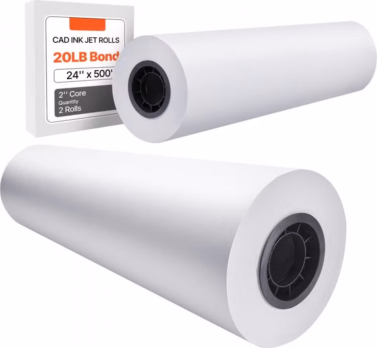 Carta di alta qualità per grandi formati - Carta plotter 2 rotoli da 152,4 m - Rotoli CAD Bond - Carta per stampanti di grande formato - Ideale per disegni tecnici e applicazioni CAD