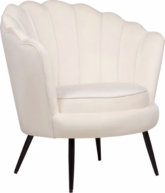 Poltrona Beliani in Velluto Bianco con Gambe in Metallo in Stile Retrò – 1