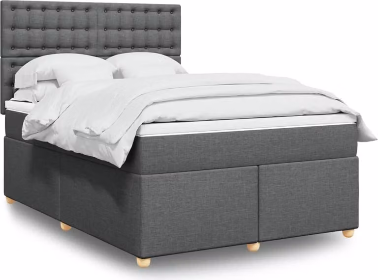 Maison Exclusive - Giroletto a Molle con Materasso Grigio Scuro 140x190 cm Tessuto