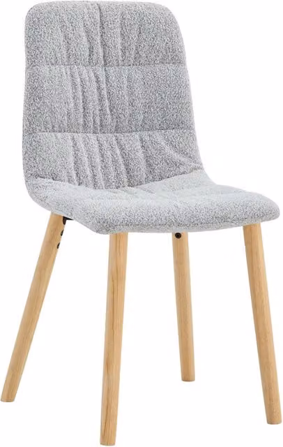 Set da 2 sedie da pranzo con gambe in legno massiccio e rivestimento in tessuto grigio chiaro, altezza 88 cm
