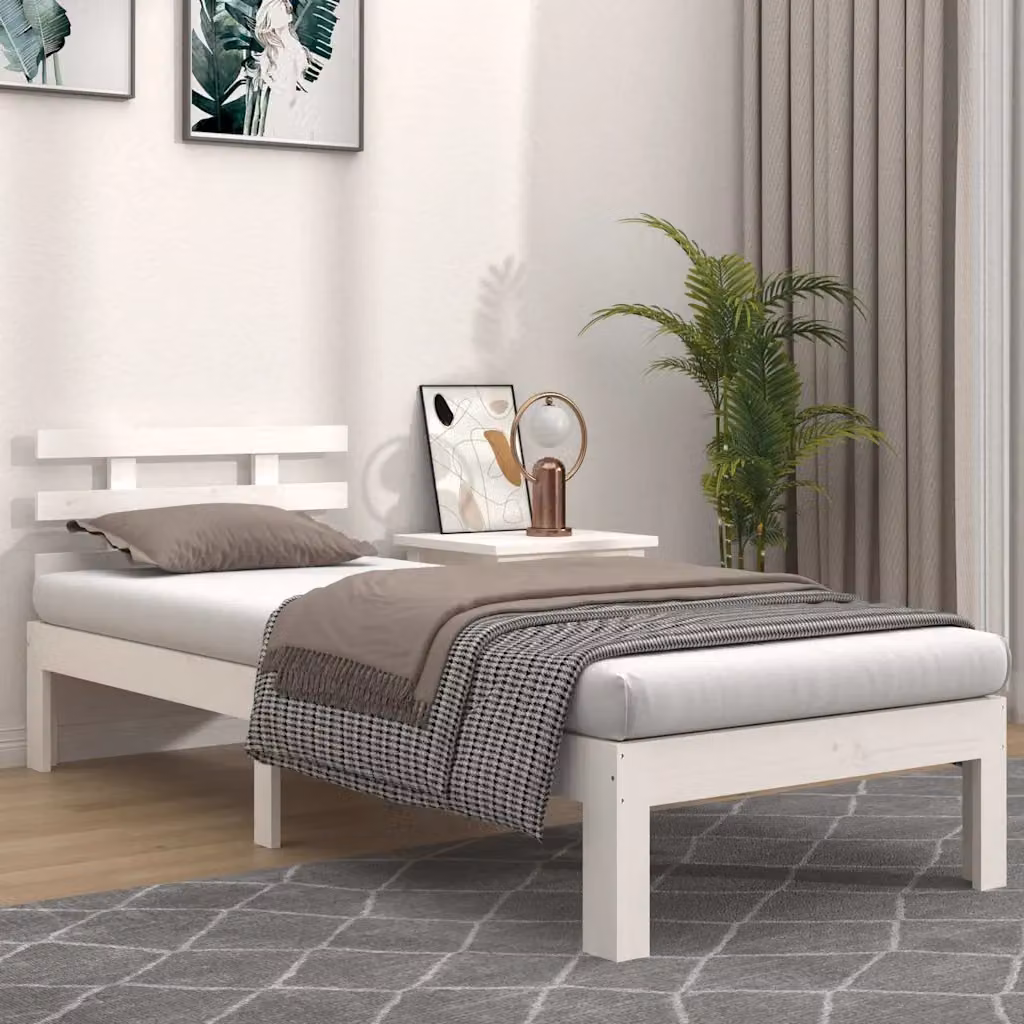 Giroletto vidaXL in legno massello di pino bianco con doghe fisse L/P/H: 200 x 90 x 20 cm
