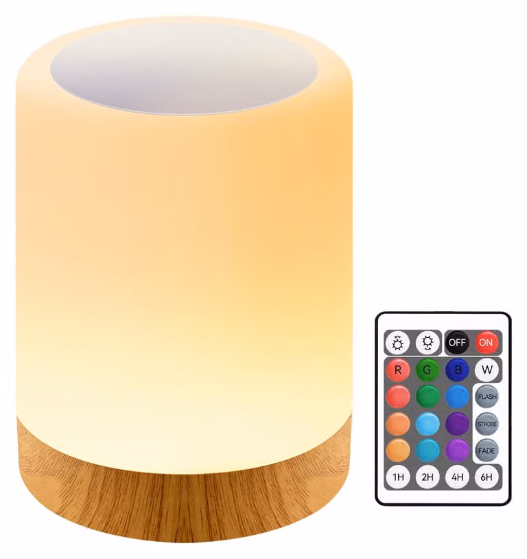 Lampada da comodino Auxmir, con controllo touch e dimmerabile, luce notturna da 3000mAh con telecomando – Marrone
