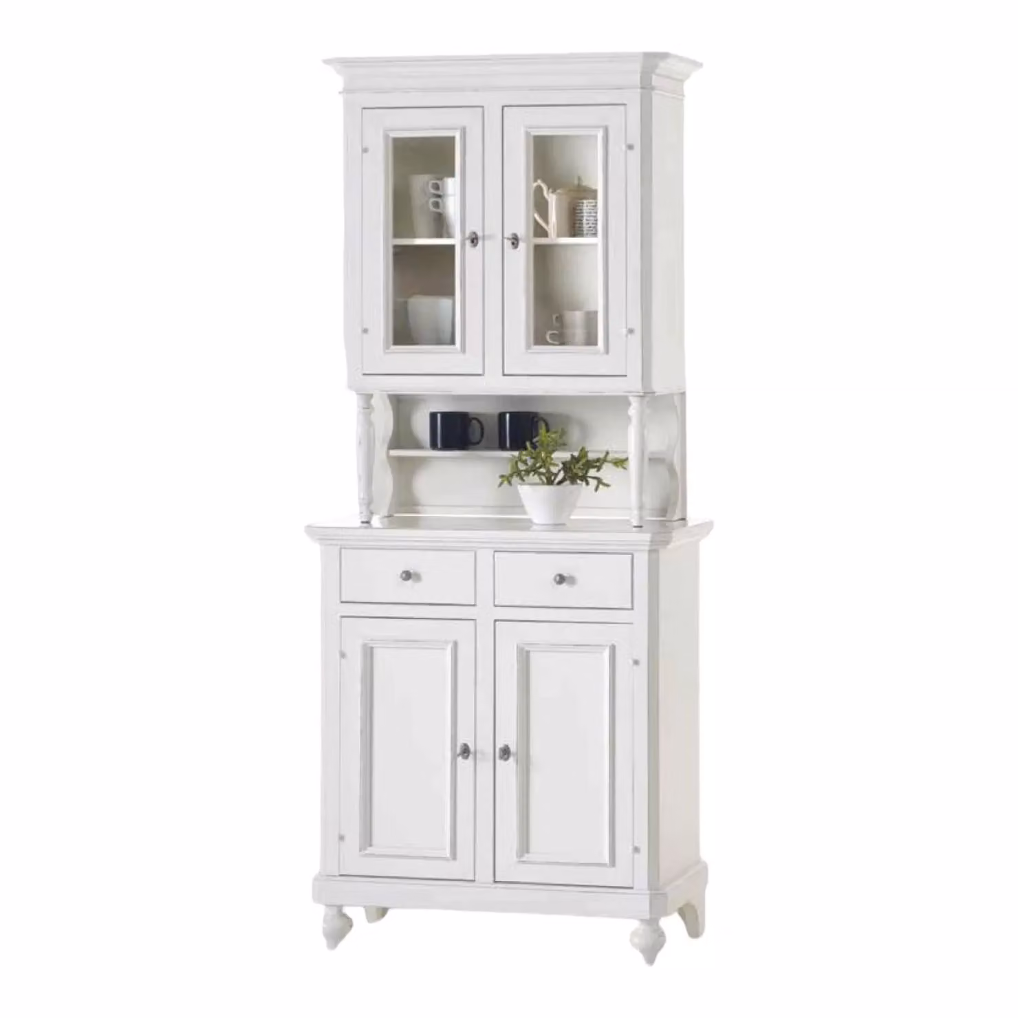Cristalliera Napoletana Arte Povera Mobili 2G in Legno Bianco con Ante in Vetro L: 82 cm, P: 43 cm, H: 205 cm – 2