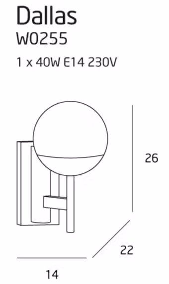 Applique industriale Maxlight DALLAS nera con globo in vetro bianco e attacco E14 – 2