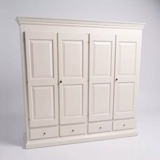 Armadio 4 porte in legno stile shabby chic bianco anticato Mobili 2G L/P/H: 234 x 61 x 221 cm – 3