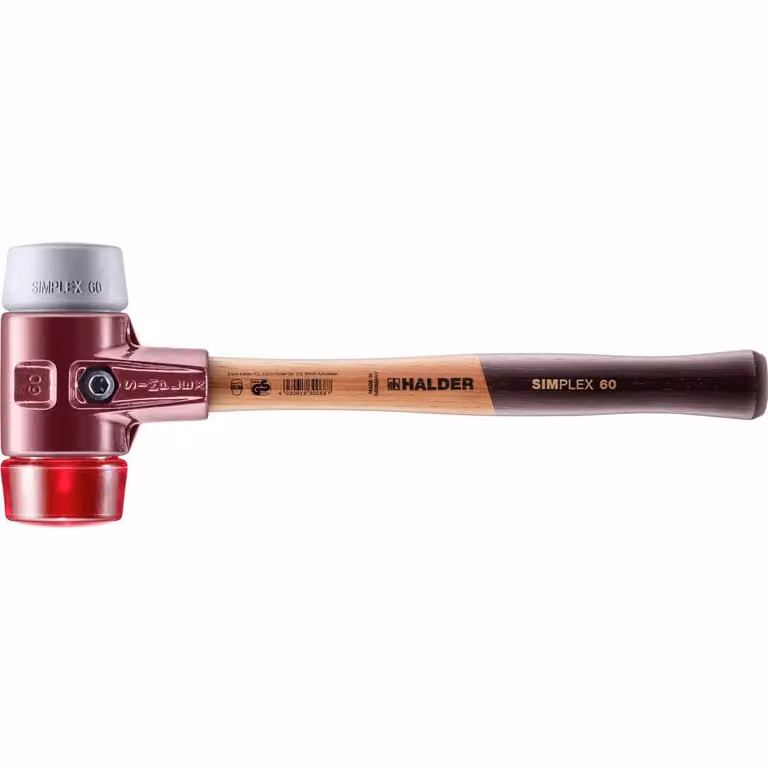Mazza SIMPLEX soft-face con alloggiamento TE e impugnatura in legno, Ø 60, TPE-mid / plastica