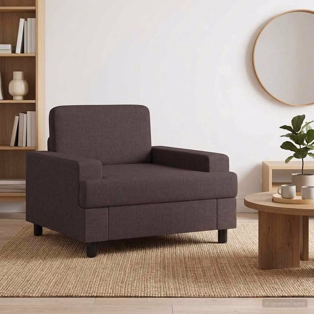 Poltrona Lounge Moderna vidaXL in Tessuto Marrone con Braccioli