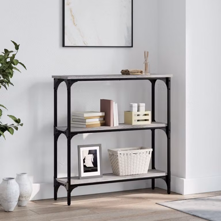 vidaXL Tavolino Consolle in Legno Multistrato Grigio, L 75 cm x P 22,5 cm x H 75 cm