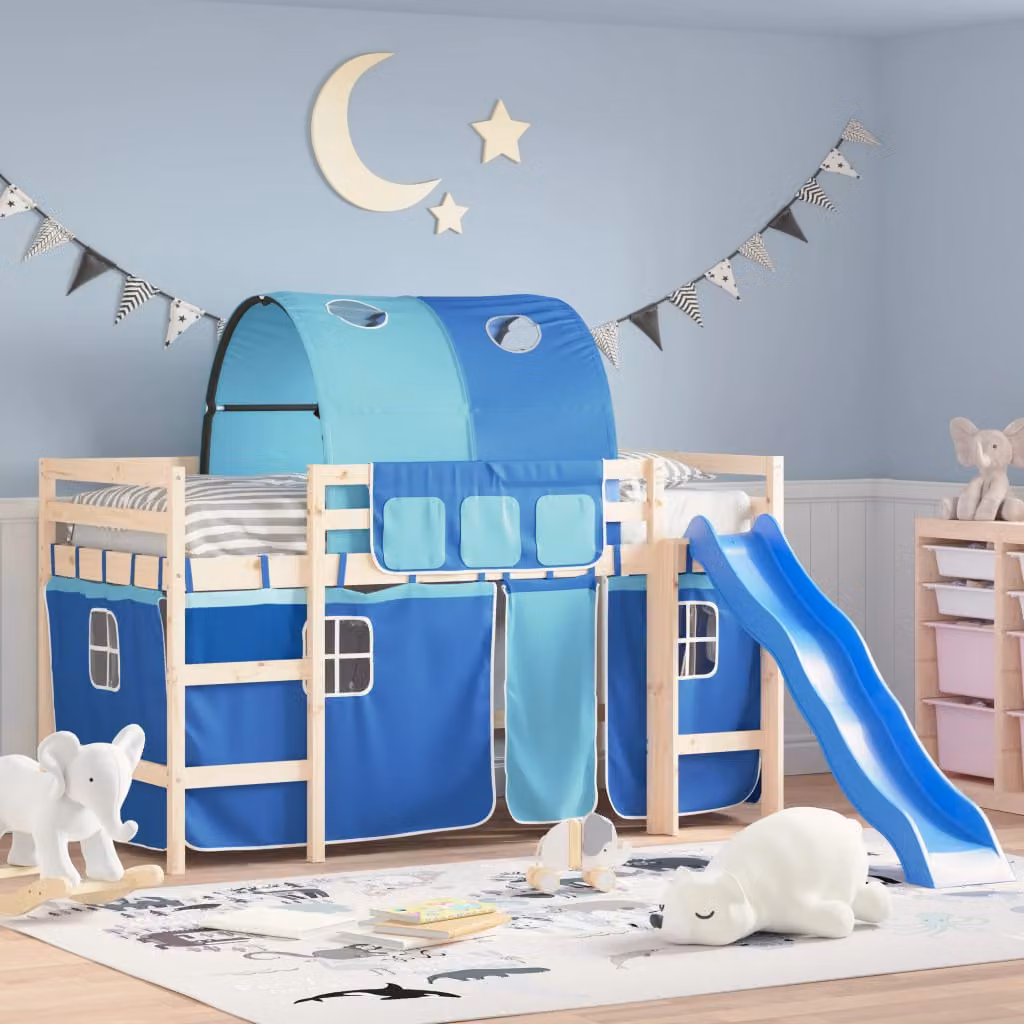 vidaXL Tende per Letto a Soppalco per Bambini in Poliestere, Blu