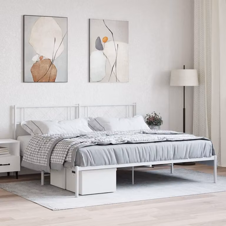 vidaXL Giroletto con Testiera in Metallo Bianco L/P: 200 x 200 cm